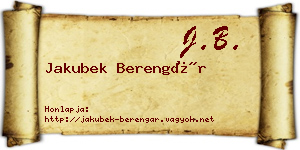 Jakubek Berengár névjegykártya